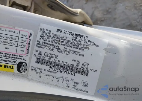 2012 Ford Fusion Sel из США, поврежденный, VIN 3FAHP0JA6CR137475